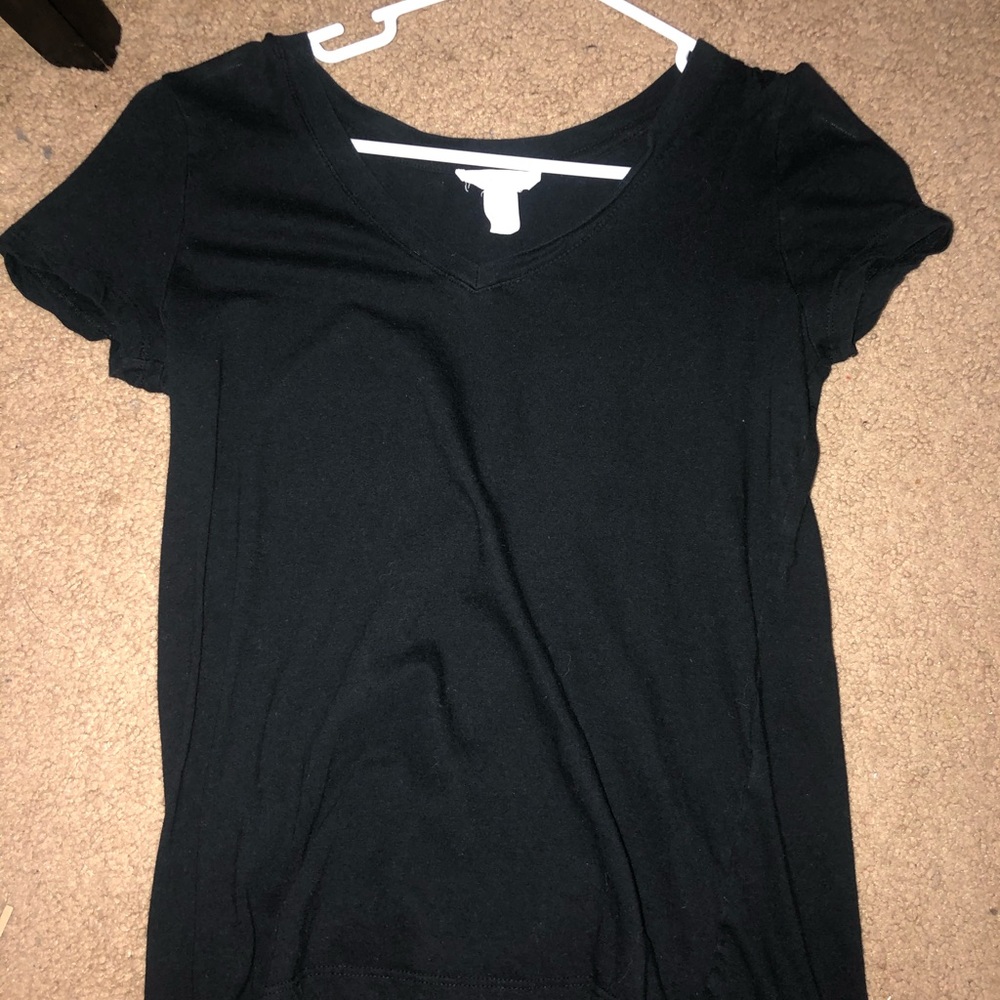 Plain black v-neck